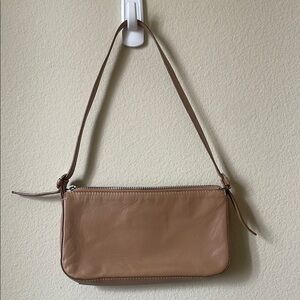 Mango Tan Leather Shoulder Bag